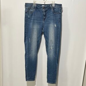 Old Navy Women's Distressed Blue Rockstar Super Skinny Jeans Size 14